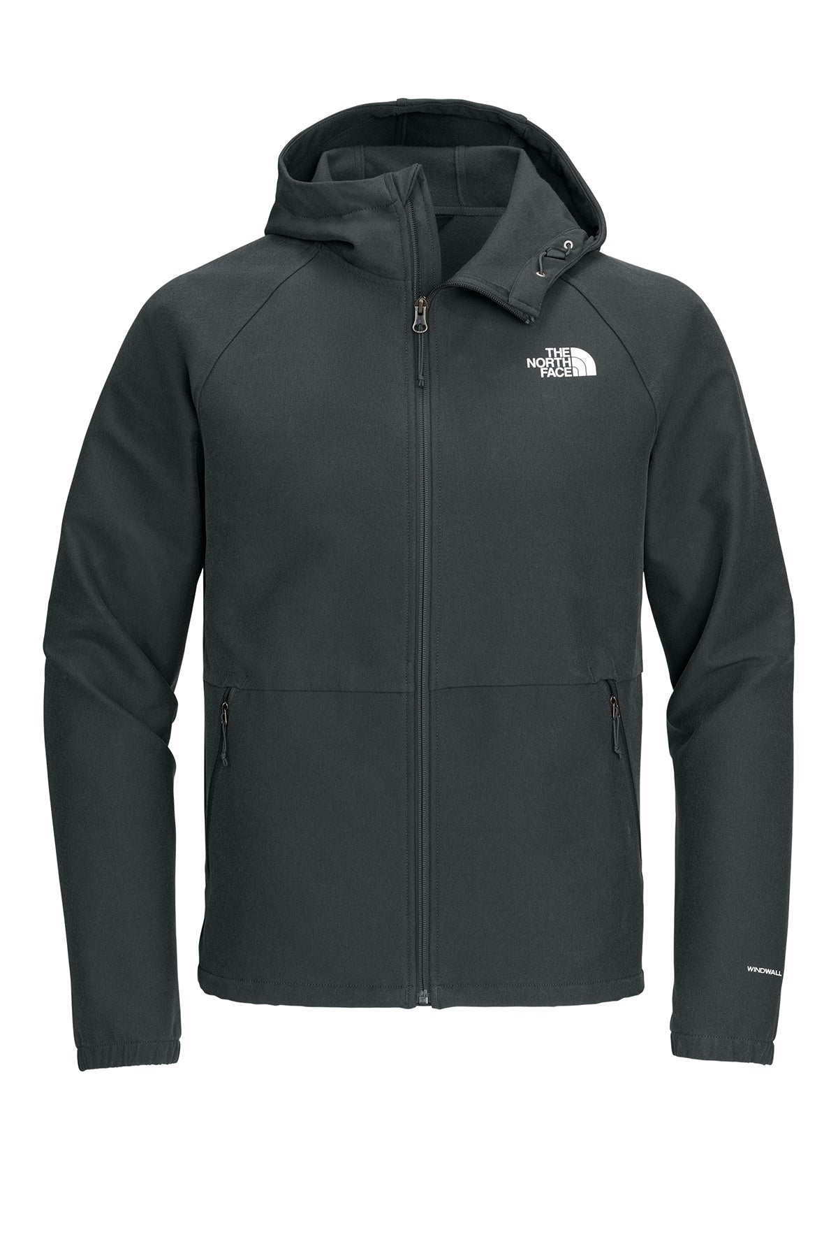 The North Face Barr Lake Hooded Soft Shell Jacket in Asphalt Grey Dark Heather, front flat