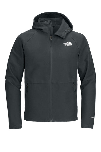 The North Face Barr Lake Hooded Soft Shell Jacket in Asphalt Grey Dark Heather, front flat