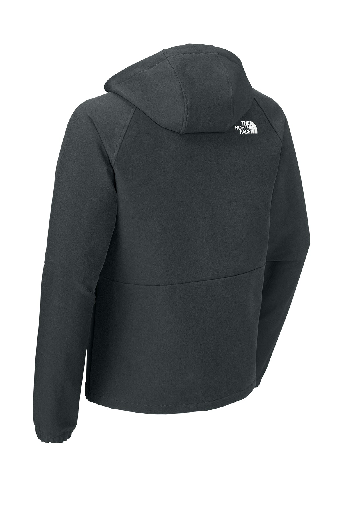 The North Face Barr Lake Hooded Soft Shell Jacket in Asphalt Grey Dark Heather, back flat