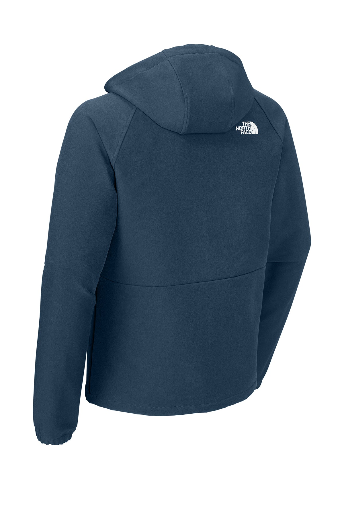 The North Face Barr Lake Hooded Soft Shell Jacket in Shady Blue Dark Heather, back flat