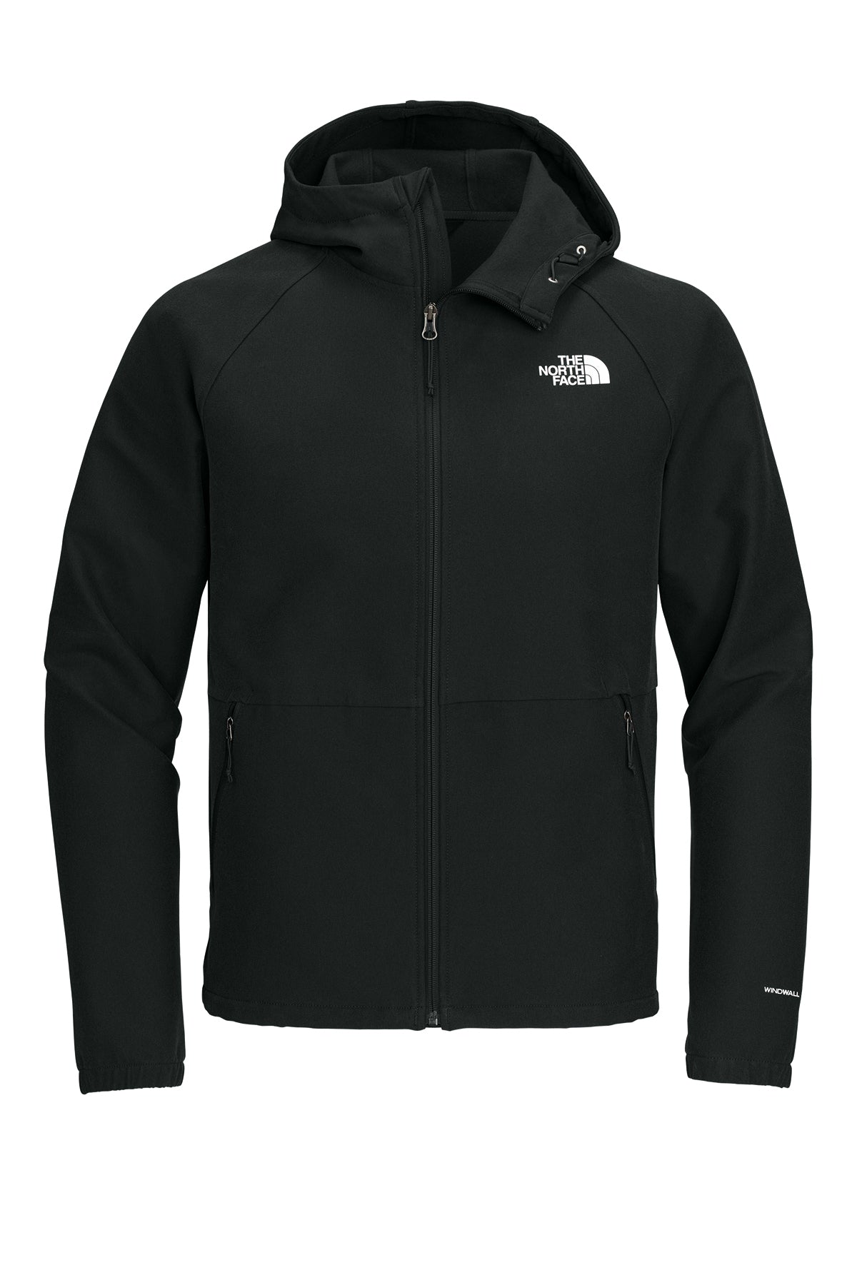 The North Face Barr Lake Hooded Soft Shell Jacket in TNF Black Heather, front flat