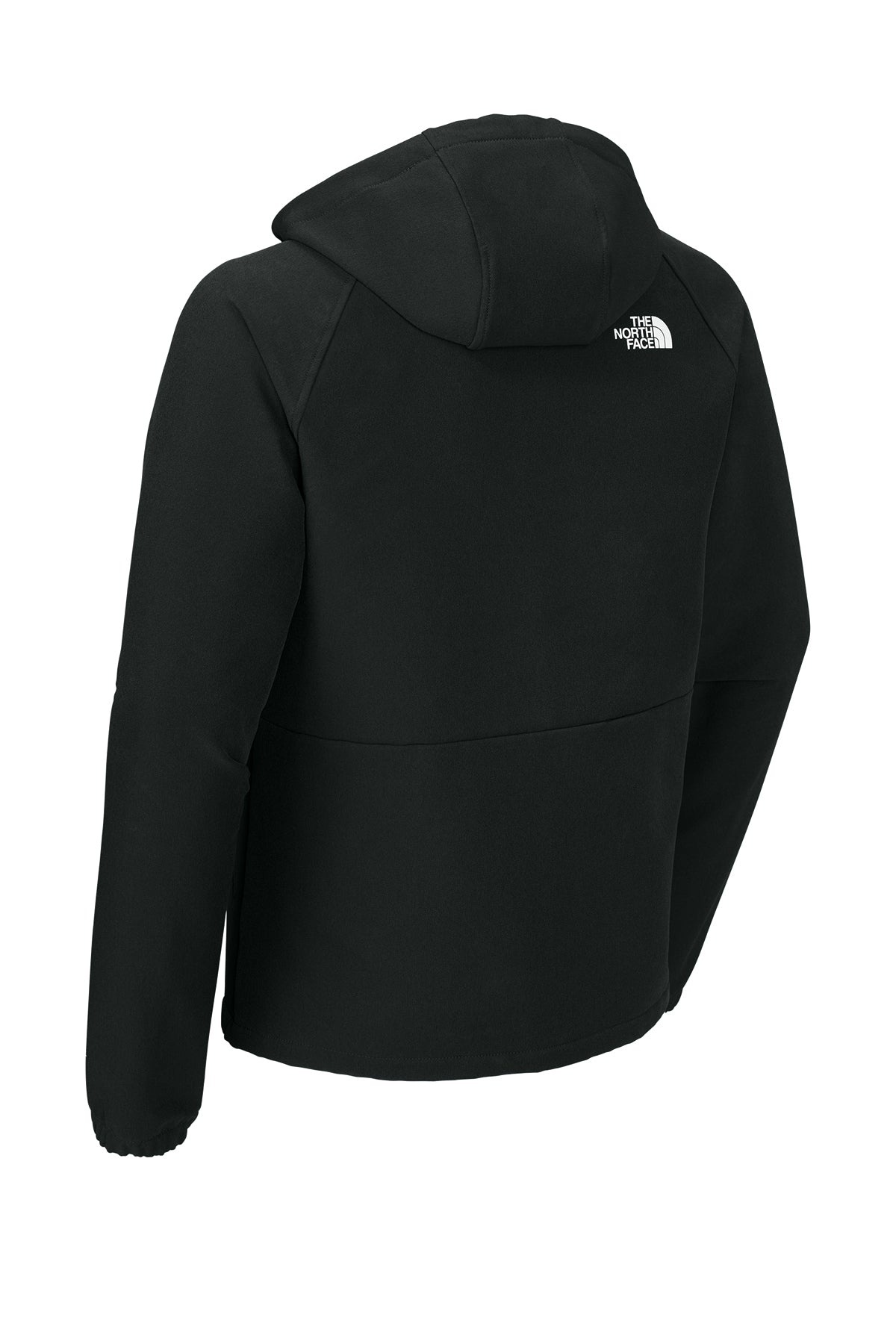 The North Face Barr Lake Hooded Soft Shell Jacket in TNF Black Heather, back flat