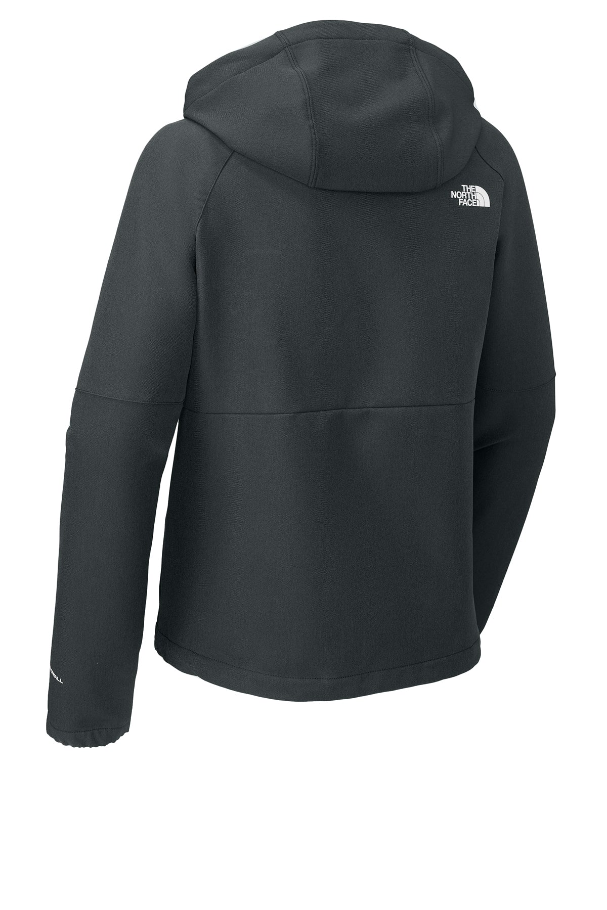 The North Face Women's Barr Lake Hooded Soft Shell Jacket in Asphalt Grey Dark Heather, back flat