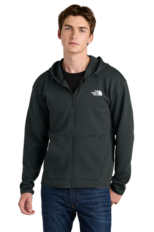 The North Face Double-Knit Full-Zip Hoodie in Asphalt Grey, front on model