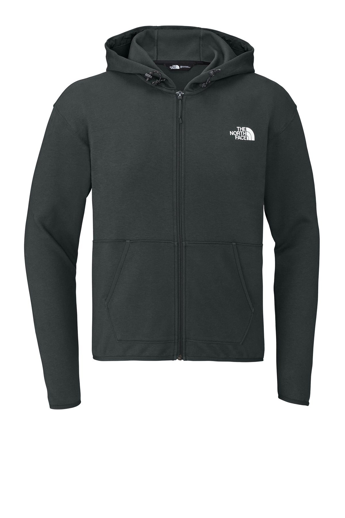 The North Face Double-Knit Full-Zip Hoodie in Asphalt Grey, front flat