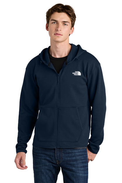 The North Face Double-Knit Full-Zip Hoodie in Summit Navy, front on model