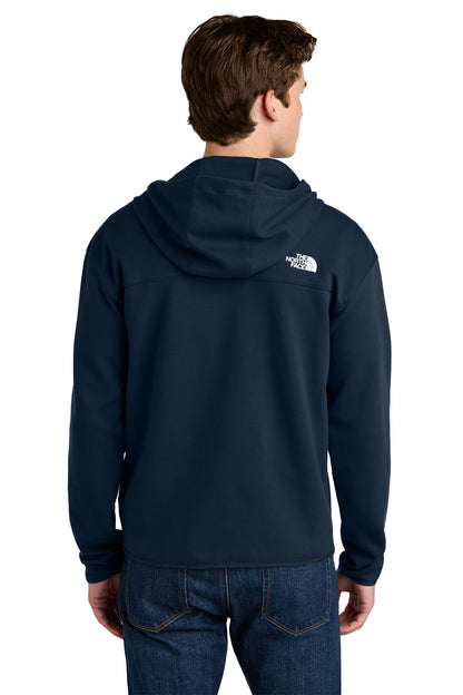 The North Face Double-Knit Full-Zip Hoodie in Summit Navy, back on model