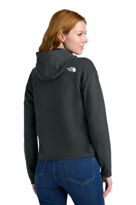 The North Face Women's Double-Knit Full-Zip Hoodie in Asphalt Grey, back on model
