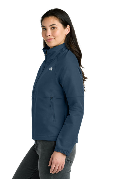 The North Face Women’s Barr Lake Soft Shell Jacket in Shady Blue Dark Heather, side on model