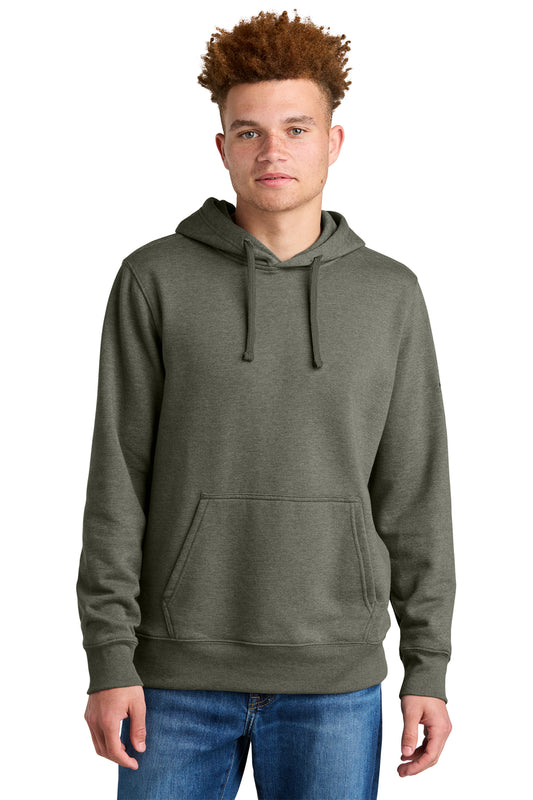 The North Face Sleeve Logo Pullover Hoodie in New Taupe Green Heather, front on model