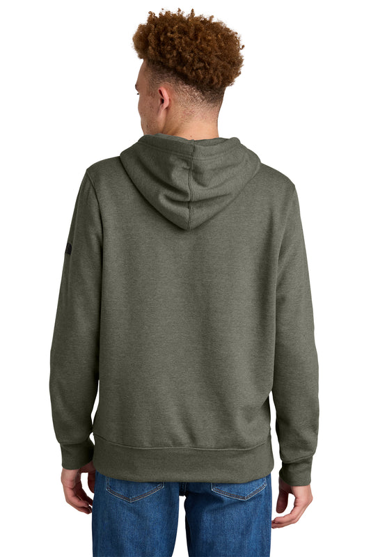 The North Face Sleeve Logo Pullover Hoodie in New Taupe Green Heather, back on model