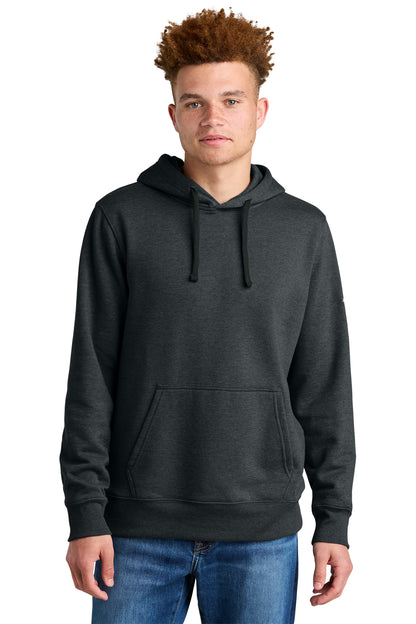 The North Face Sleeve Logo Pullover Hoodie in TNF Black Heather, front on model