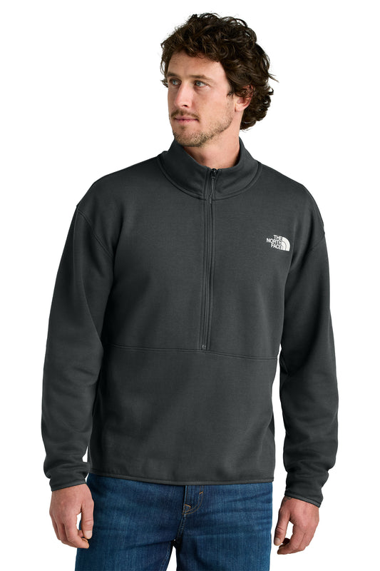 The North Face Double-Knit 1/2-Zip Fleece in Asphalt Grey, front on model