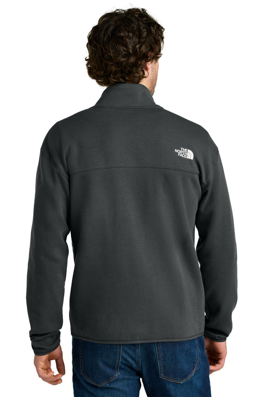 The North Face Double-Knit 1/2-Zip Fleece in Asphalt Grey, back on model
