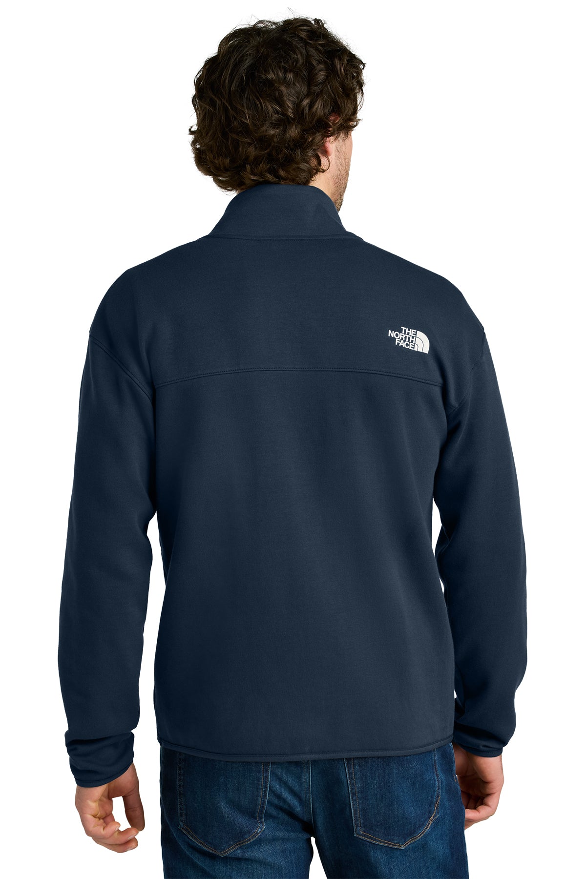 The North Face Double-Knit 1/2-Zip Fleece in Summit Navy, back on model