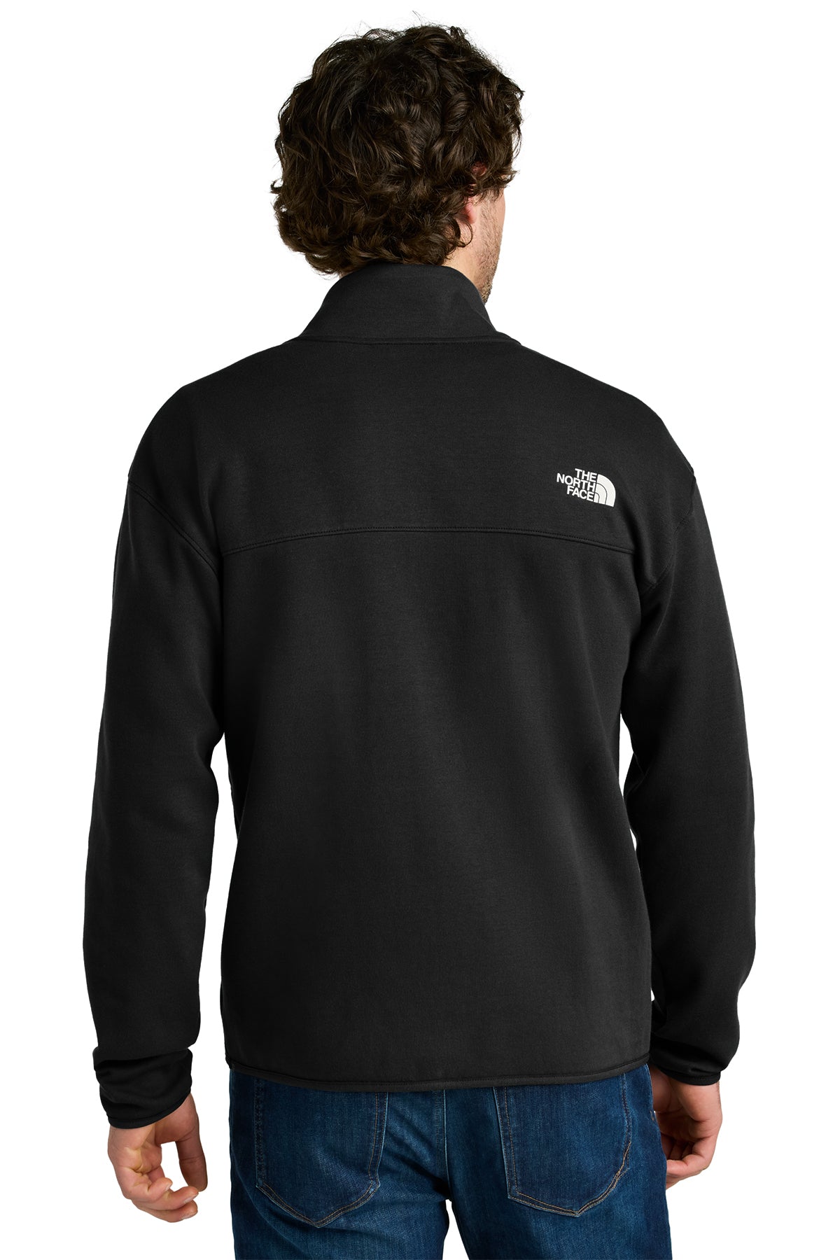 The North Face Double-Knit 1/2-Zip Fleece in TNF Black, back on model