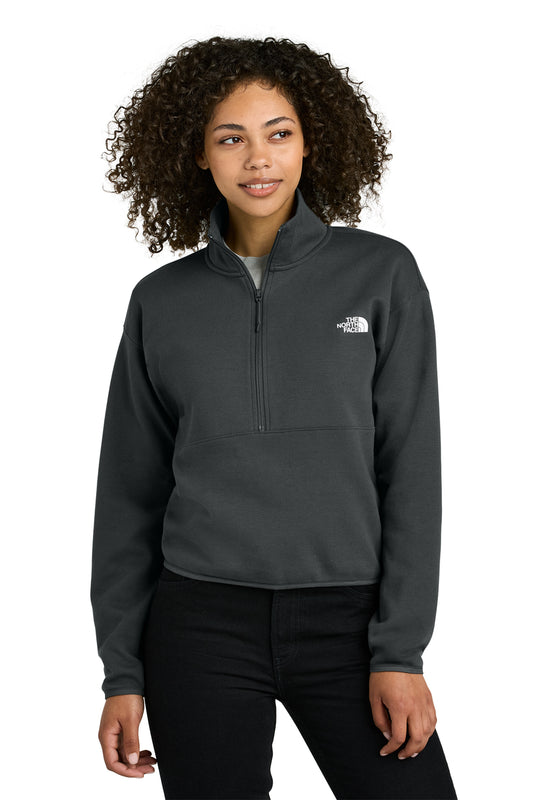 The North Face Women’s Double-Knit 1/2-Zip Fleece in Asphalt Grey, front on model