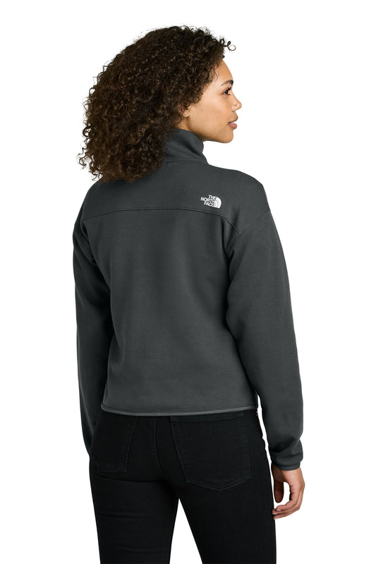 The North Face Women’s Double-Knit 1/2-Zip Fleece in Asphalt Grey, back on model
