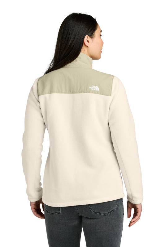 The North Face Women’s Highest Peak Full-Zip Fleece Jacket in Gardenia White/ Gravel, back on model