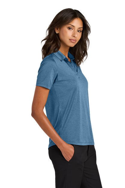 Mercer+Mettle Women’s Recharge Jersey Polo in Harbor Blue Heather, side on model
