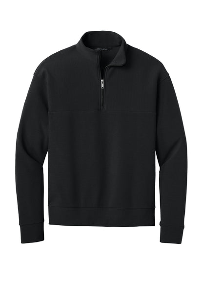 Mercer+Mettle Linear Texture 1/4-Zip in Deep Black, front flat