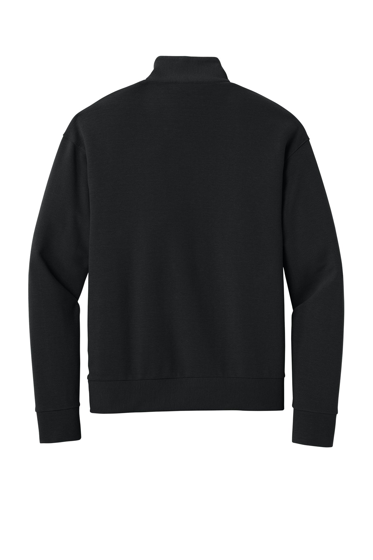 Mercer+Mettle Linear Texture 1/4-Zip in Deep Black, back flat