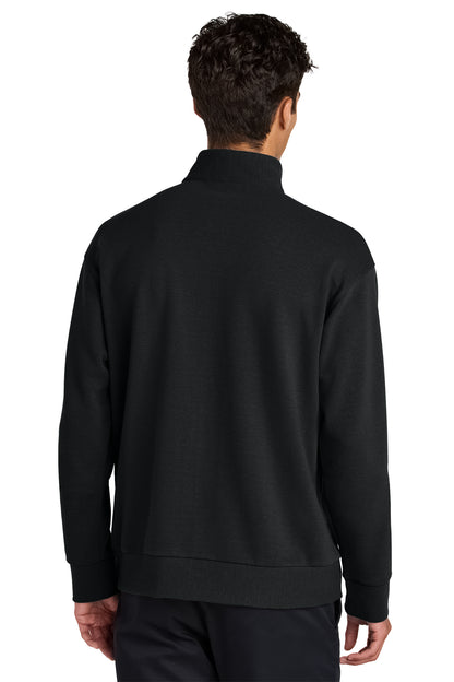 Mercer+Mettle Linear Texture 1/4-Zip in Deep Black, back on model