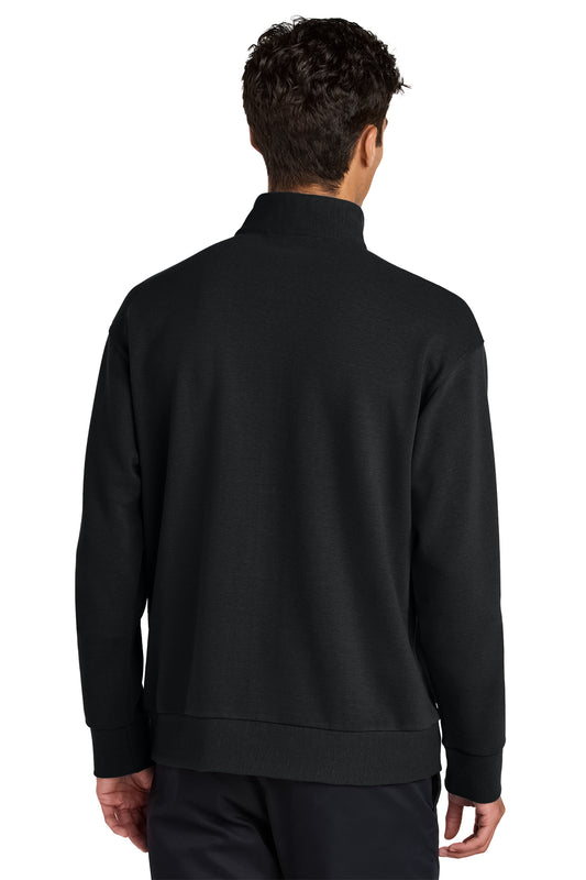 Mercer+Mettle Linear Texture 1/4-Zip in Deep Black, back on model