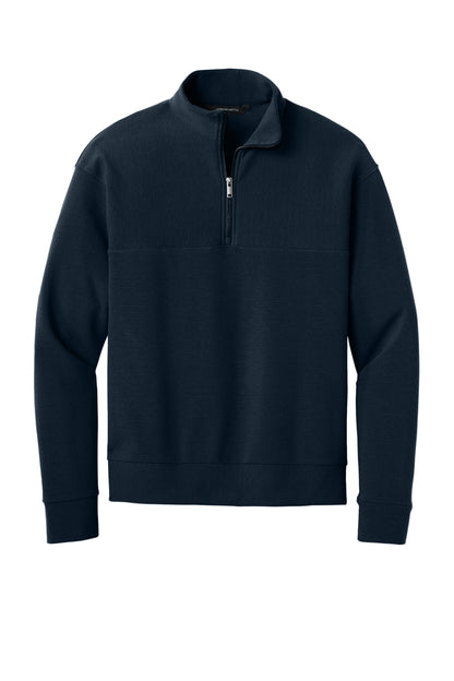 Mercer+Mettle Linear Texture 1/4-Zip in Night Navy, front flat