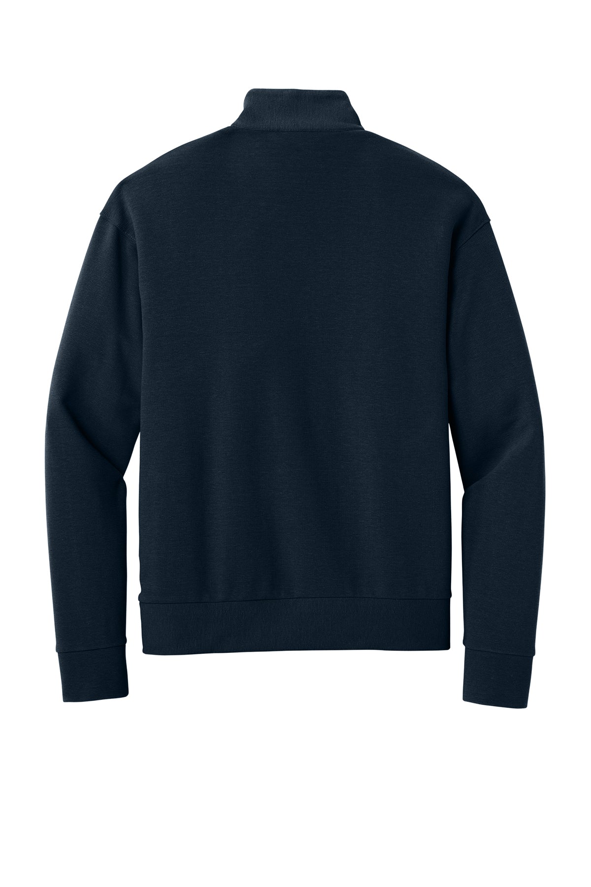 Mercer+Mettle Linear Texture 1/4-Zip in Night Navy, back flat