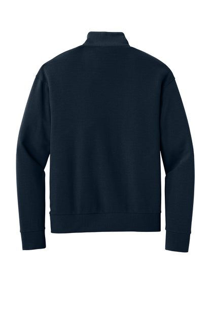 Mercer+Mettle Linear Texture 1/4-Zip in Night Navy, back flat