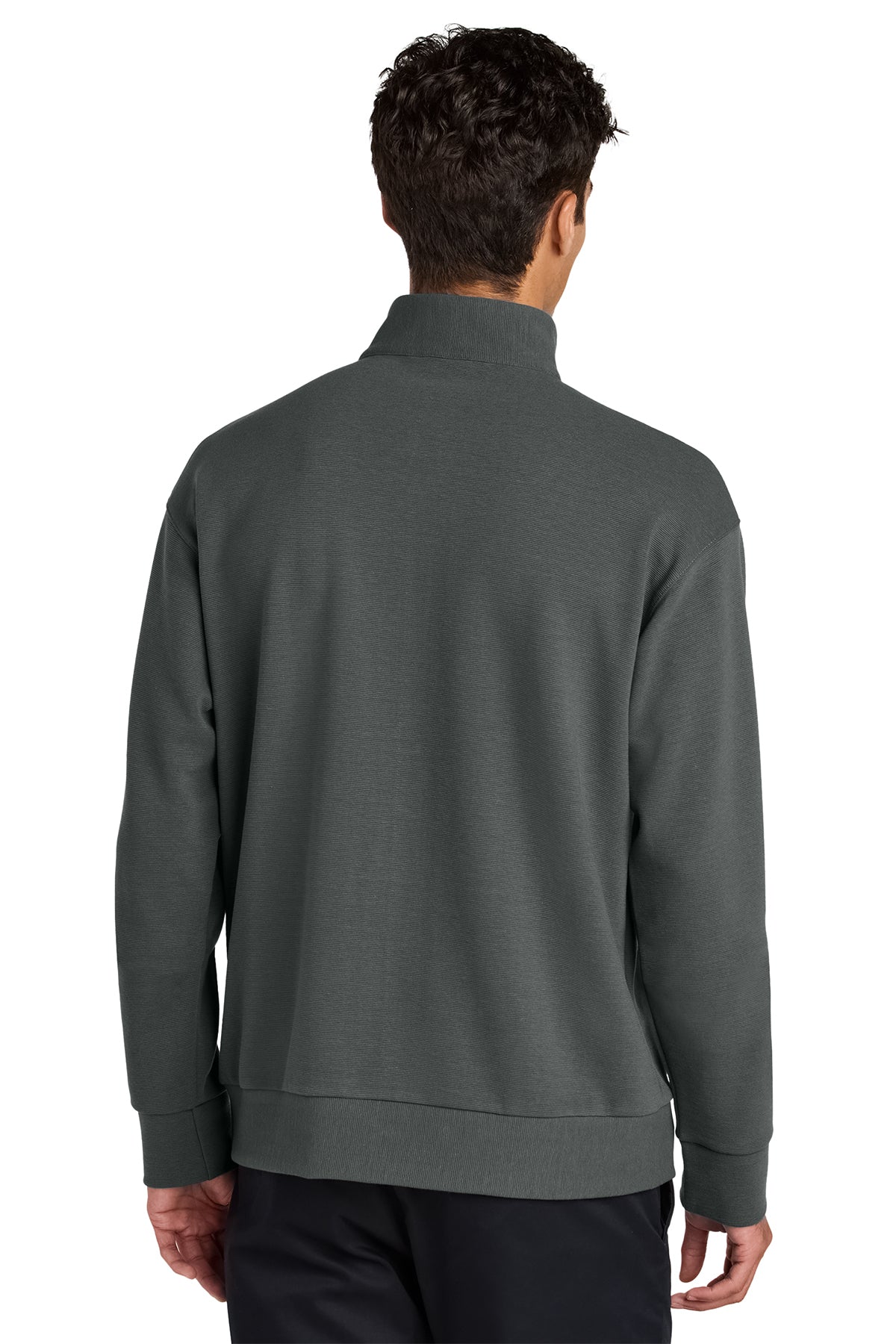 Mercer+Mettle Linear Texture 1/4-Zip in Storm Grey, back on model
