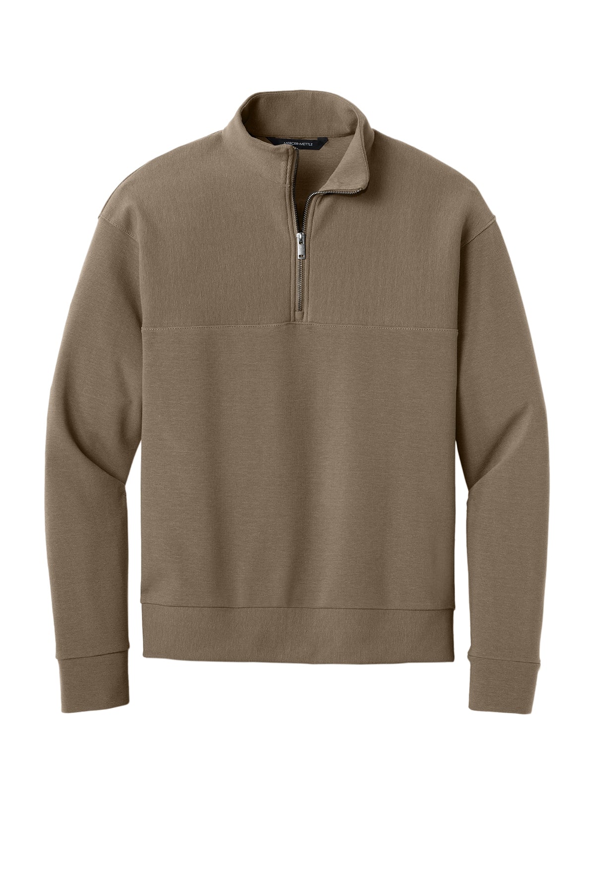 Mercer+Mettle Linear Texture 1/4-Zip in Warm Taupe, front flat