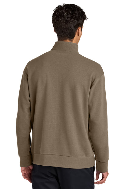 Mercer+Mettle Linear Texture 1/4-Zip in Warm Taupe, back on model