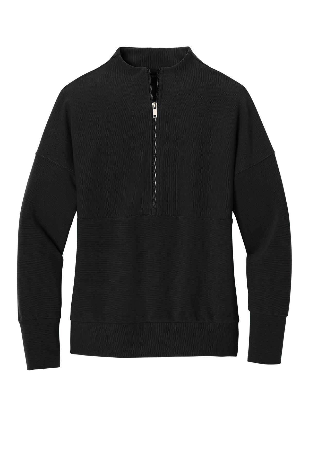 Mercer+Mettle Women’s Linear Texture 1/4-Zip in Deep Black, front flat