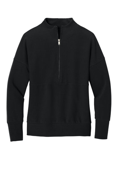 Mercer+Mettle Women’s Linear Texture 1/4-Zip in Deep Black, front flat