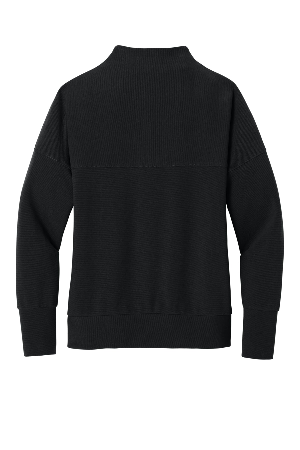 Mercer+Mettle Women’s Linear Texture 1/4-Zip in Deep Black, back flat