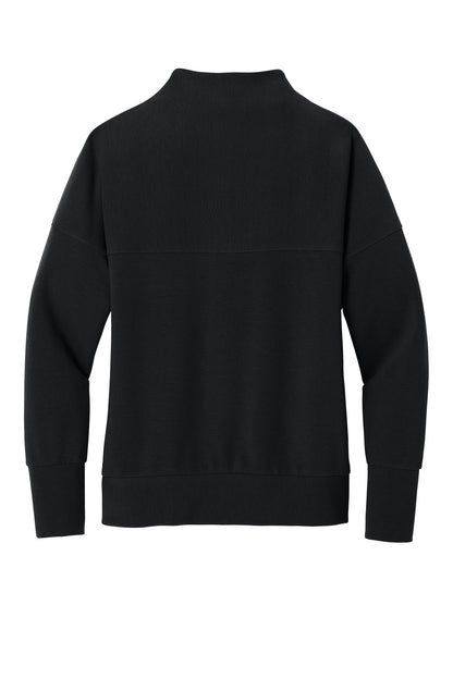 Mercer+Mettle Women’s Linear Texture 1/4-Zip in Deep Black, back flat