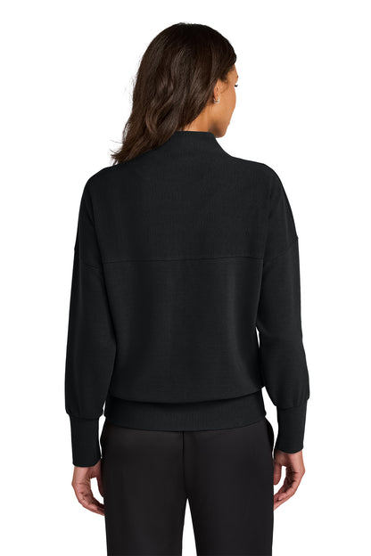 Mercer+Mettle Women’s Linear Texture 1/4-Zip in Deep Black, back on model
