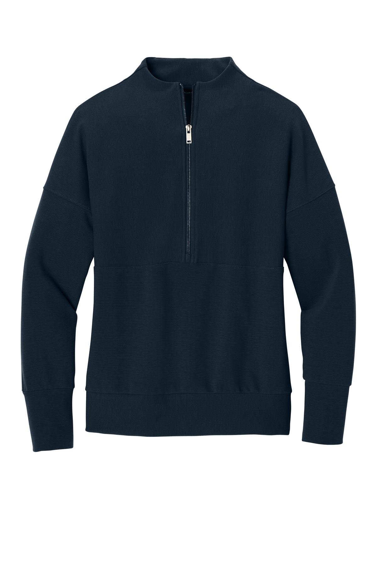 Mercer+Mettle Women’s Linear Texture 1/4-Zip in Night Navy, front flat