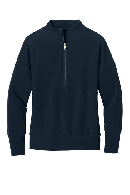 Mercer+Mettle Women’s Linear Texture 1/4-Zip in Night Navy, front flat
