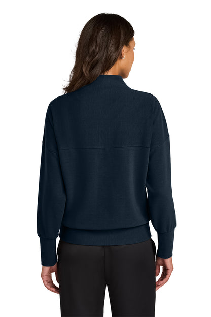 Mercer+Mettle Women’s Linear Texture 1/4-Zip in Night Navy, back on model