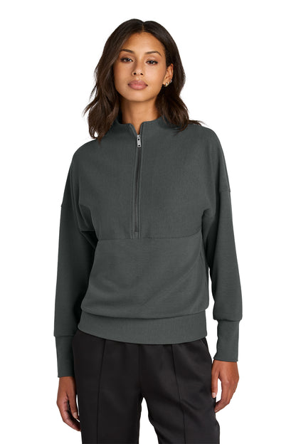 Mercer+Mettle Women’s Linear Texture 1/4-Zip in Storm Grey, front on model