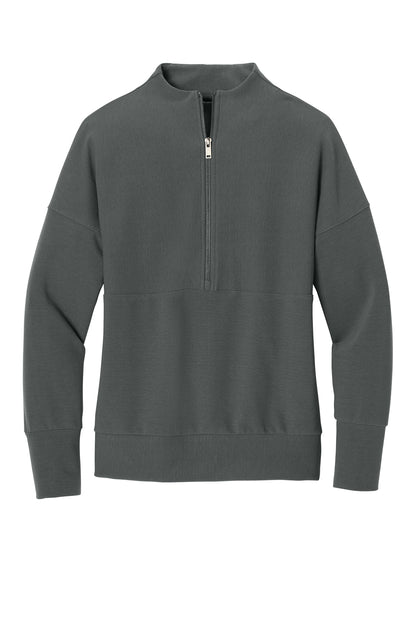 Mercer+Mettle Women’s Linear Texture 1/4-Zip in Storm Grey, front flat