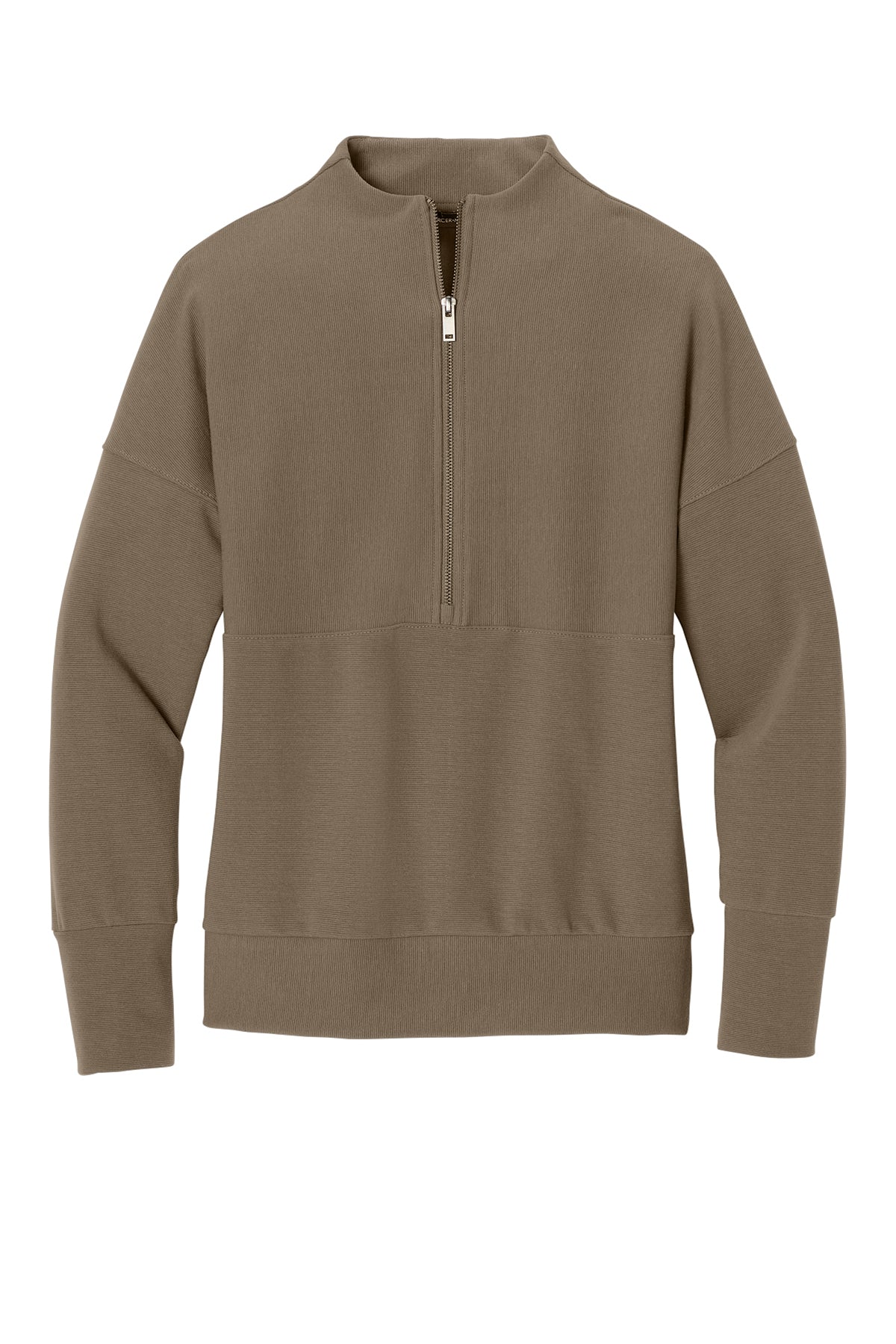 Mercer+Mettle Women’s Linear Texture 1/4-Zip in Warm Taupe, front flat