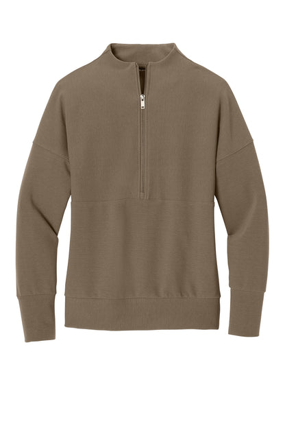 Mercer+Mettle Women’s Linear Texture 1/4-Zip in Warm Taupe, front flat