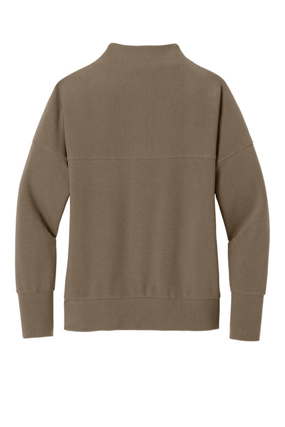 Mercer+Mettle Women’s Linear Texture 1/4-Zip in Warm Taupe, back flat