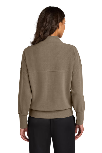 Mercer+Mettle Women’s Linear Texture 1/4-Zip in Warm Taupe, back on model