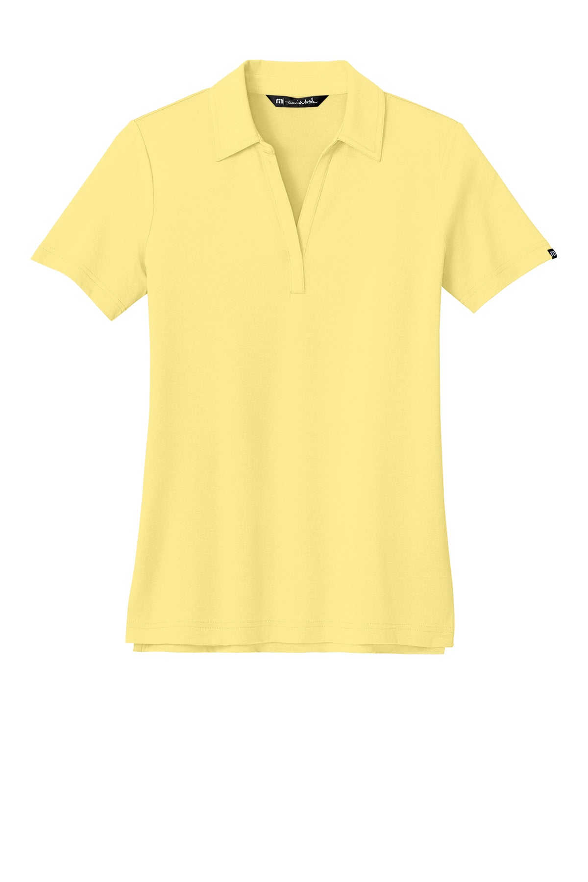 TravisMathew Women’s Glenview Solid Polo in Pale Yellow, front flat
