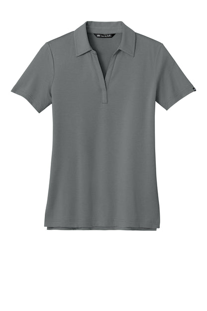 TravisMathew Women’s Glenview Solid Polo in Quiet Shade Grey, front flat
